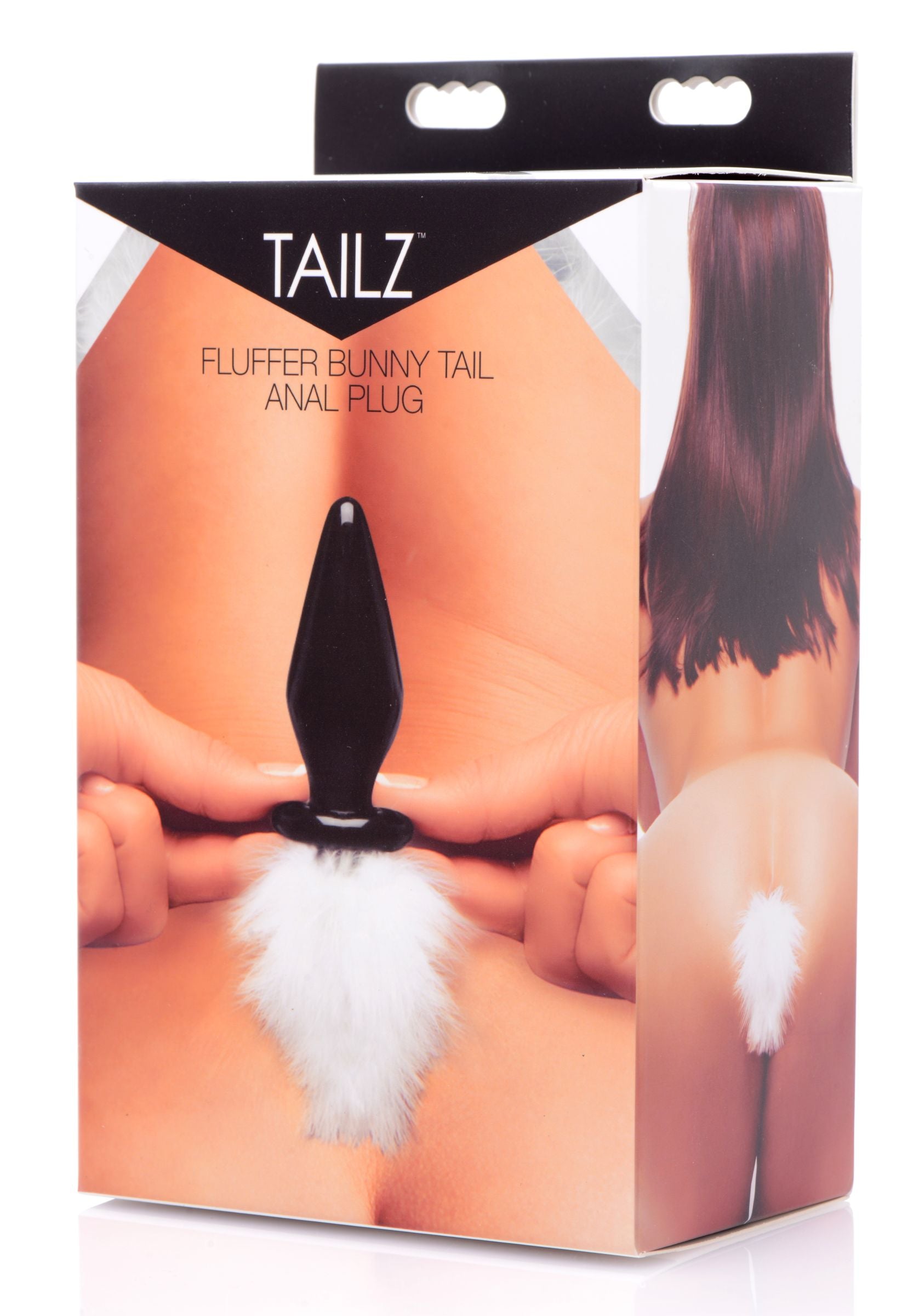 XR Brands White Fluffer Bunny Tail Glass Anal Plug