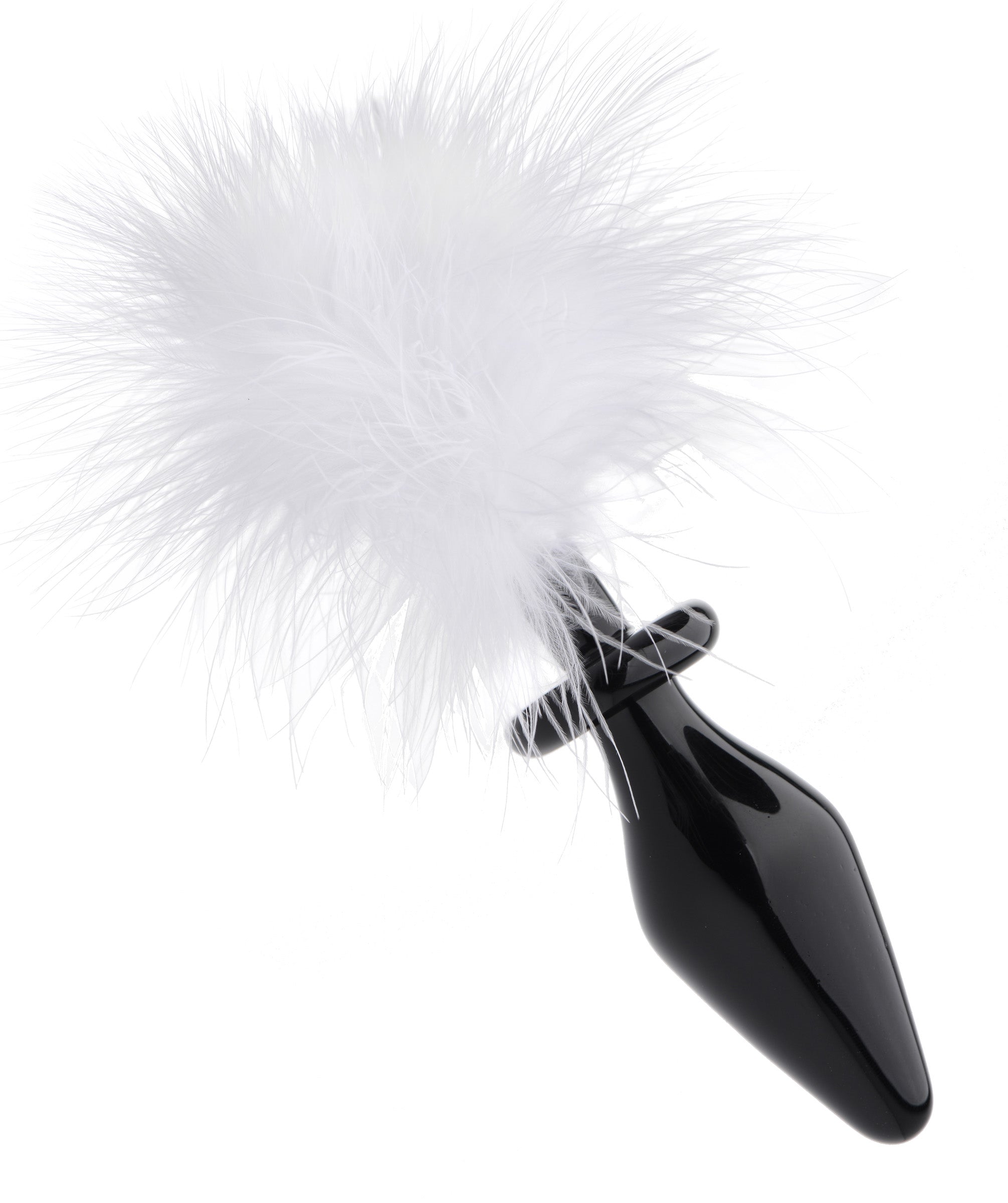 XR Brands White Fluffer Bunny Tail Glass Anal Plug Secondary image