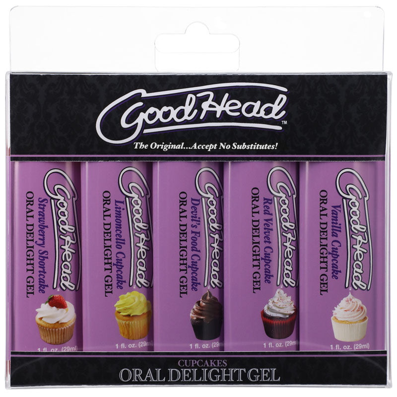 Doc Johnson GoodHead Oral Delight Cupcakes Flavoured Oral Gels Set Of 5 x 30ml Bottles