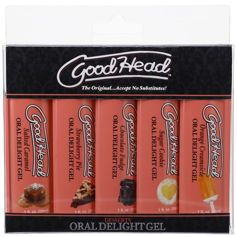 Doc Johnson GoodHead Oral Delight Desserts Flavoured Oral Gels Set of 5 x 30ml Bottles