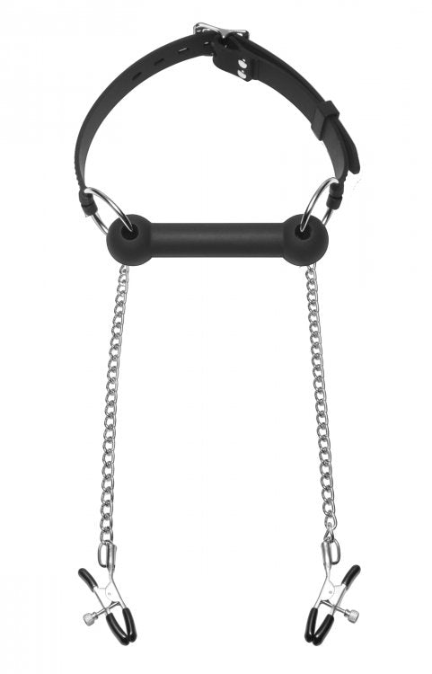XR Brands Equine Silicone Bit Gag With Nipple Clamps Secondary image