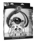 XR Brands Hinder Breathable Silicone Ball Gag With Nipple Clamps