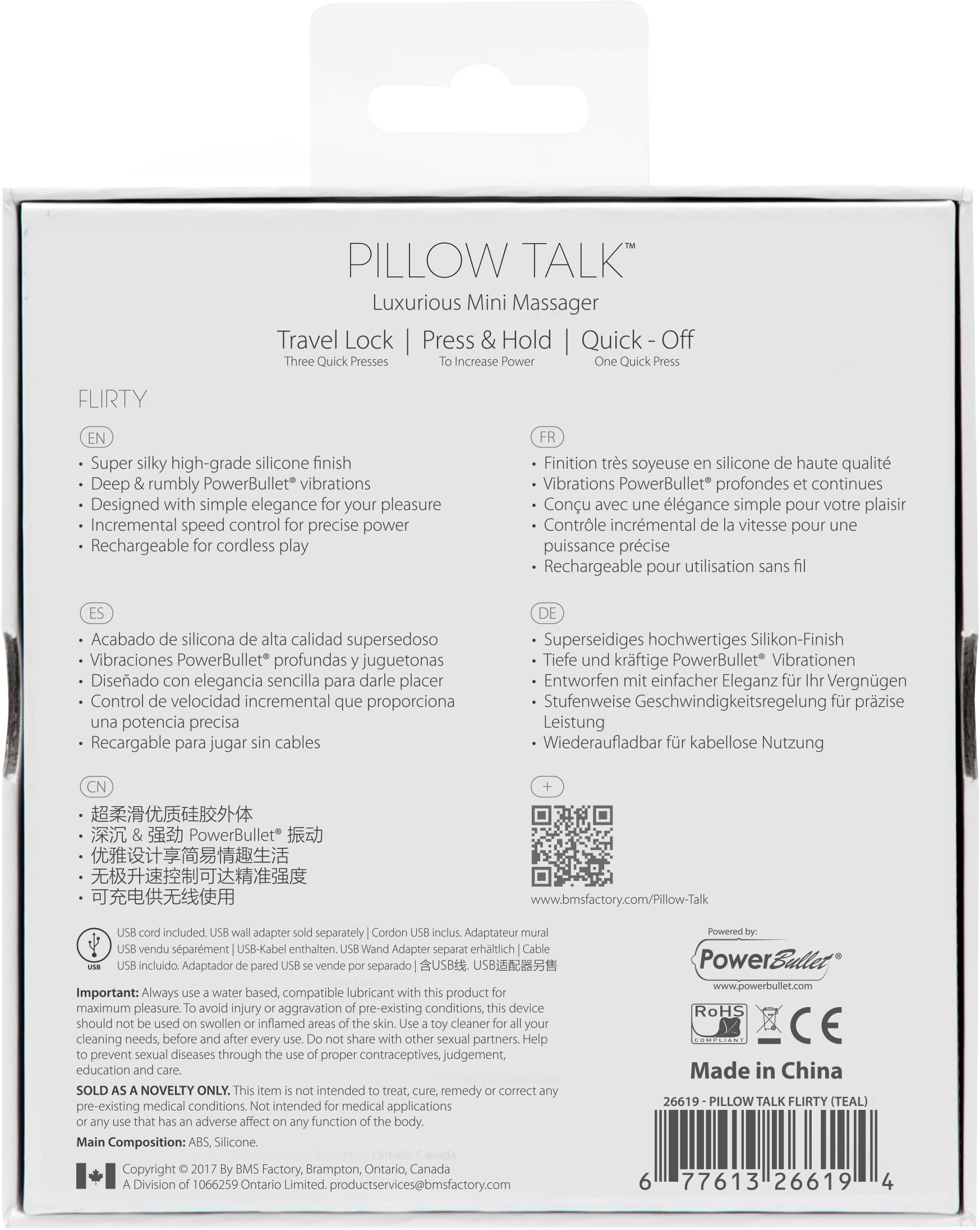 BMS Factory Pillow Talk Flirty Bullet Vibrator Pink