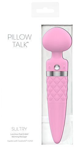BMS Factory Pillow Talk Sultry Dual Ended Warming Body Wand Massager Pink Secondary image