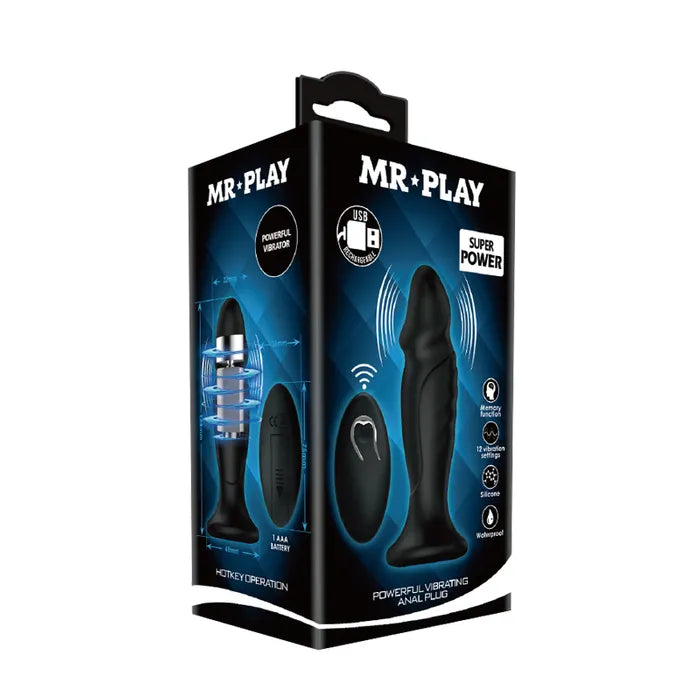 MR PLAY Powerful USB Rechargeable Vibrating Anal Plug With Remote 12.4cm Mr Play