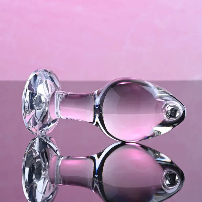 Adam & Eve PINK GEM GLASS Butt Plug With Pink Gem Base Medium 8.7cm Adam & Eve