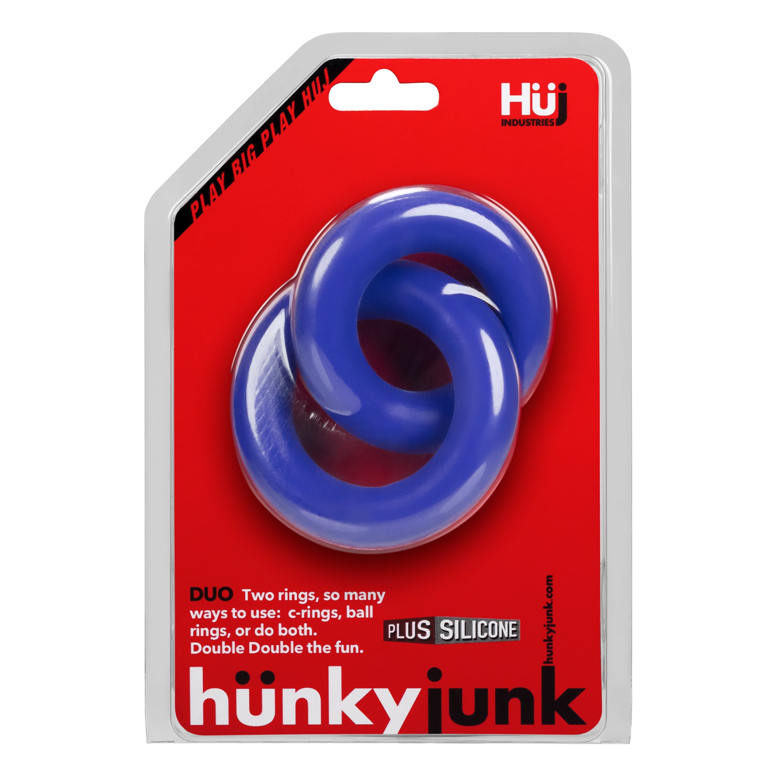 Hunkyjunk DUO Linked Cock & Ball Rings Cobalt Secondary image
