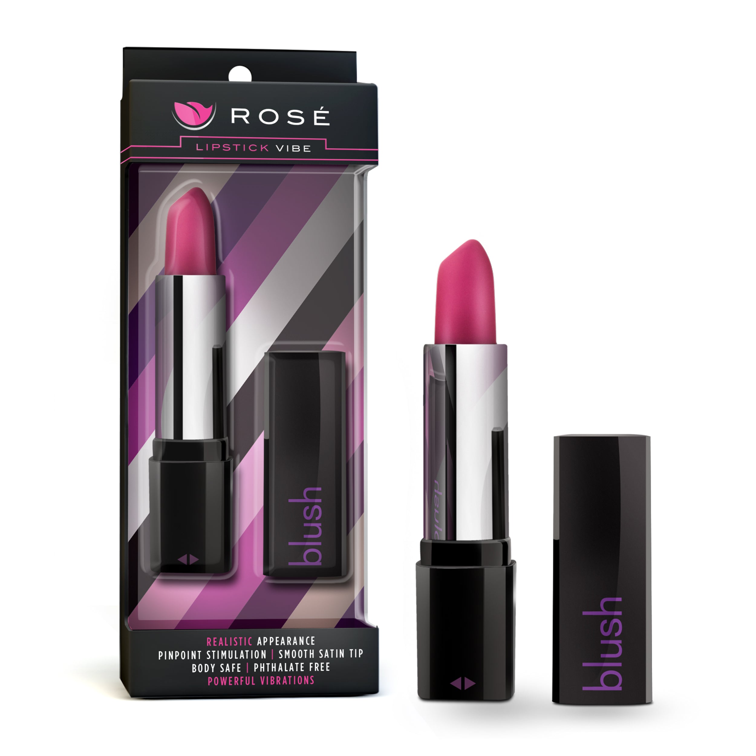 Rose Lipstick Mini & Slim Vibrator Black