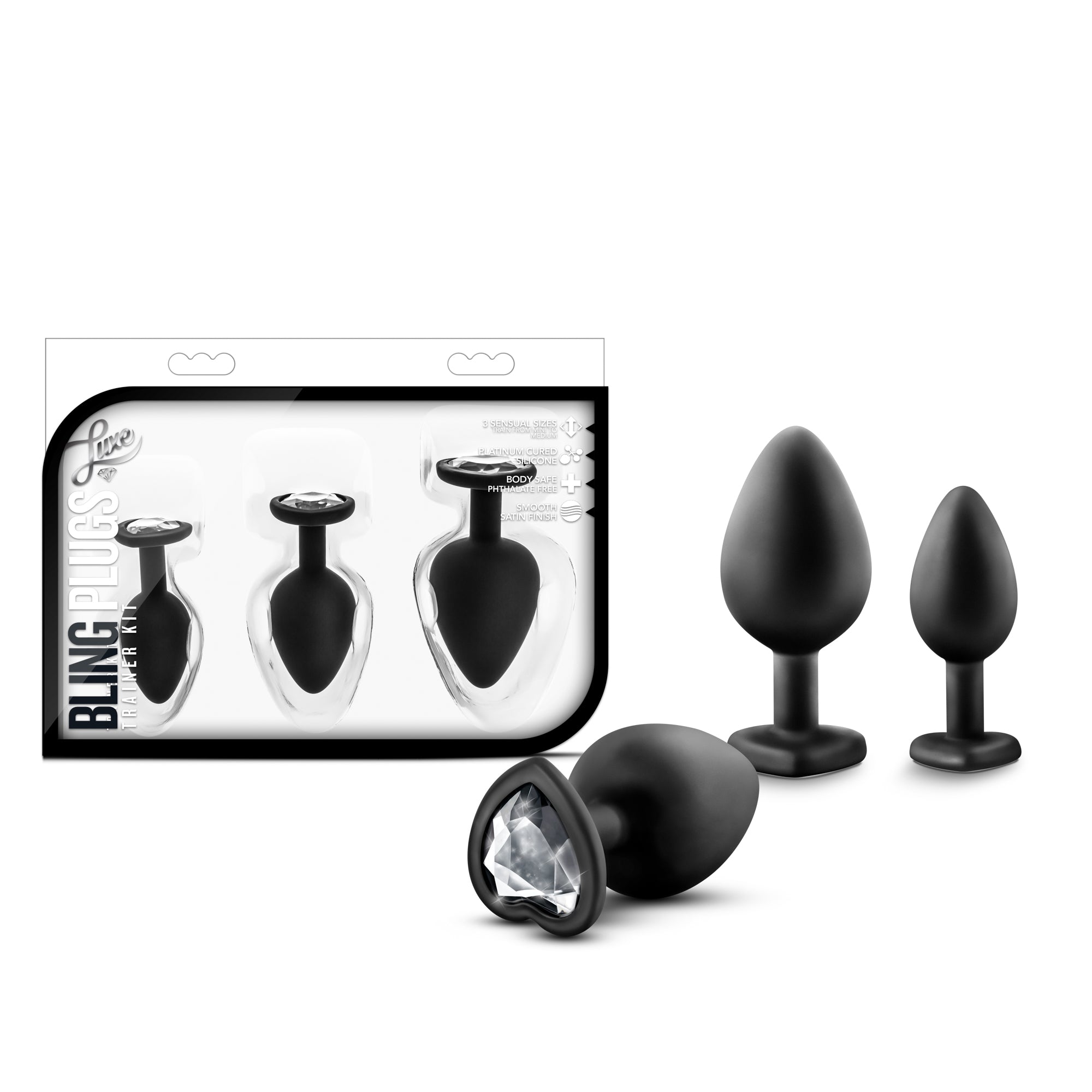 Blush Novelties Luxe Bling Plugs Training Kit With Clear Gems