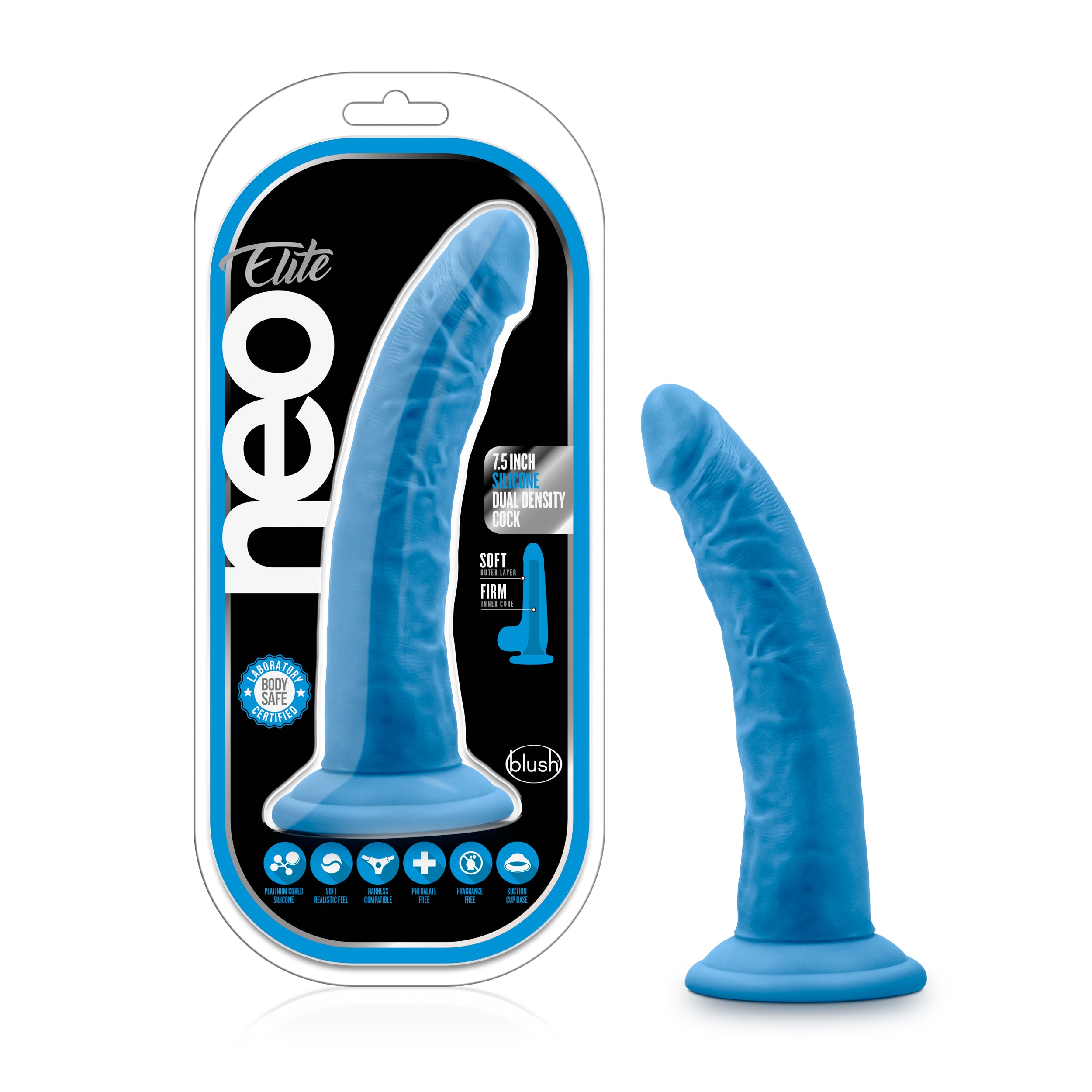 Blush Novelties Neo Elite Silicone Dual Density Cock 7.5 Inch Blush Novelties Main image