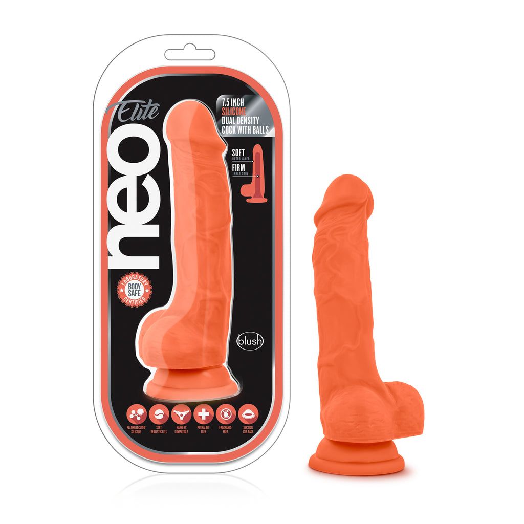 Blush Novelties Neo Elite Silicone Dual Density Cock With Balls 7.5 Inch Blush Novelties