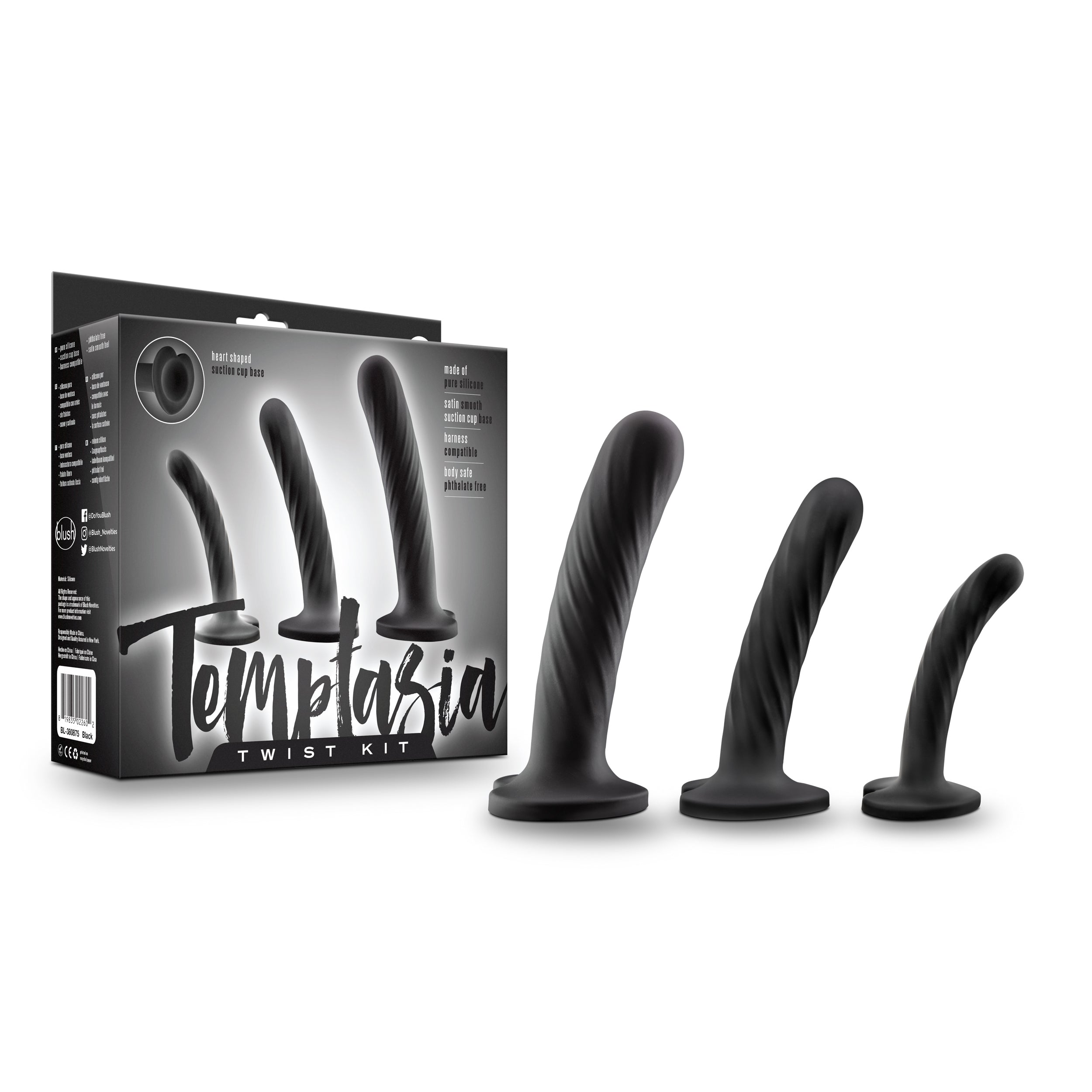 Blush Novelties Temptasia Twist Silicone Dildo Kit Set Of Three Blush Novelties