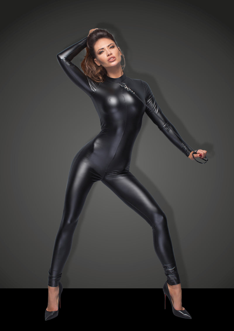 Noir Handmade Sleek Wetlook Overall With Leash Accessory L