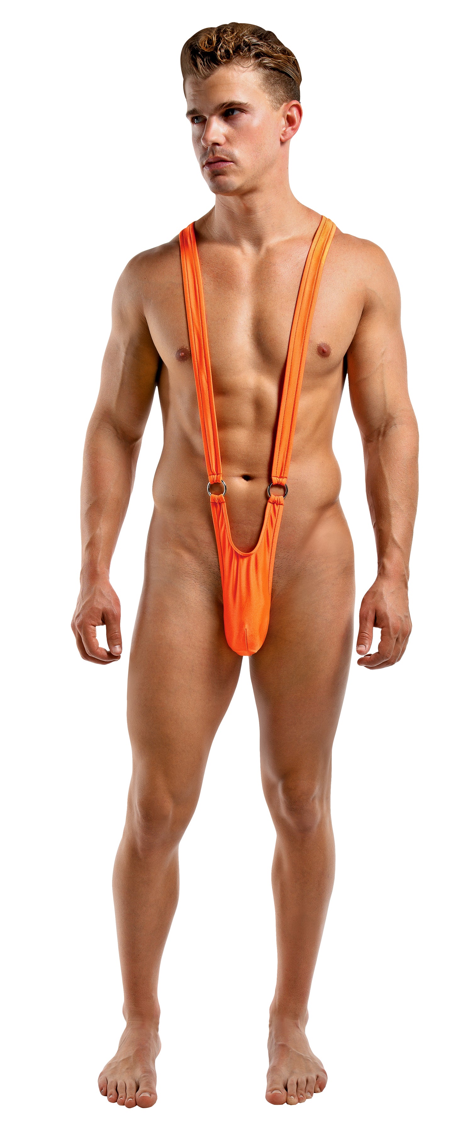 Male Power Stretchy and Breathable Sling Front Rings Orange Male Power
