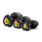 California Exotics Luxe Bling Anal Plugs Training Kit Black With Rainbow Gems