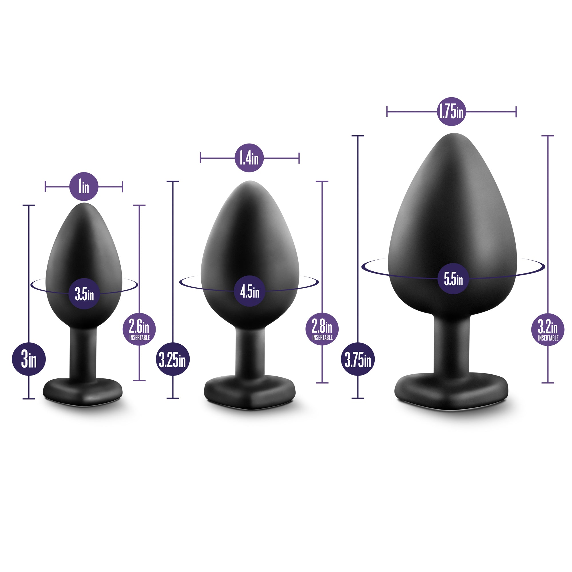 California Exotics Luxe Bling Anal Plugs Training Kit Black With Rainbow Gems