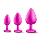 California Exotics Luxe Bling Plugs Training Kit Pink With White Gems