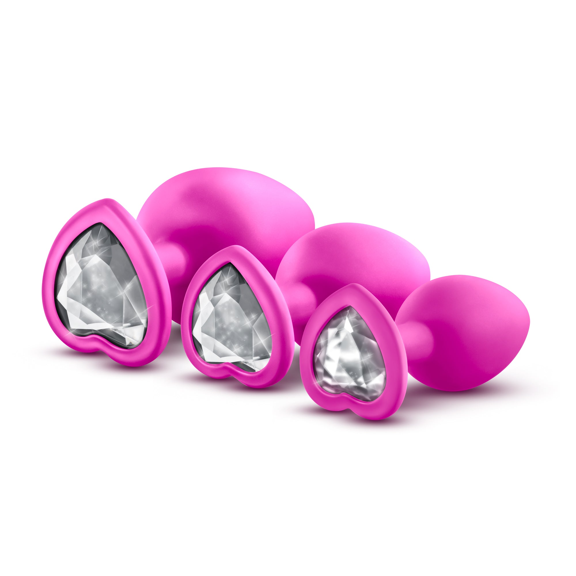 California Exotics Luxe Bling Plugs Training Kit Pink With White Gems