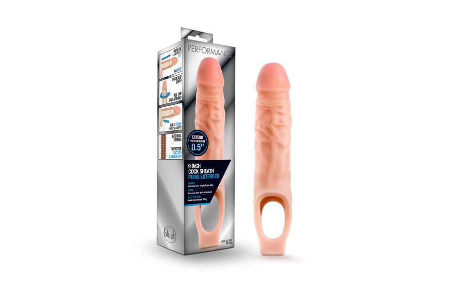 Performance Cock Sheath Penis Extender Vanilla 10 Inch Performance