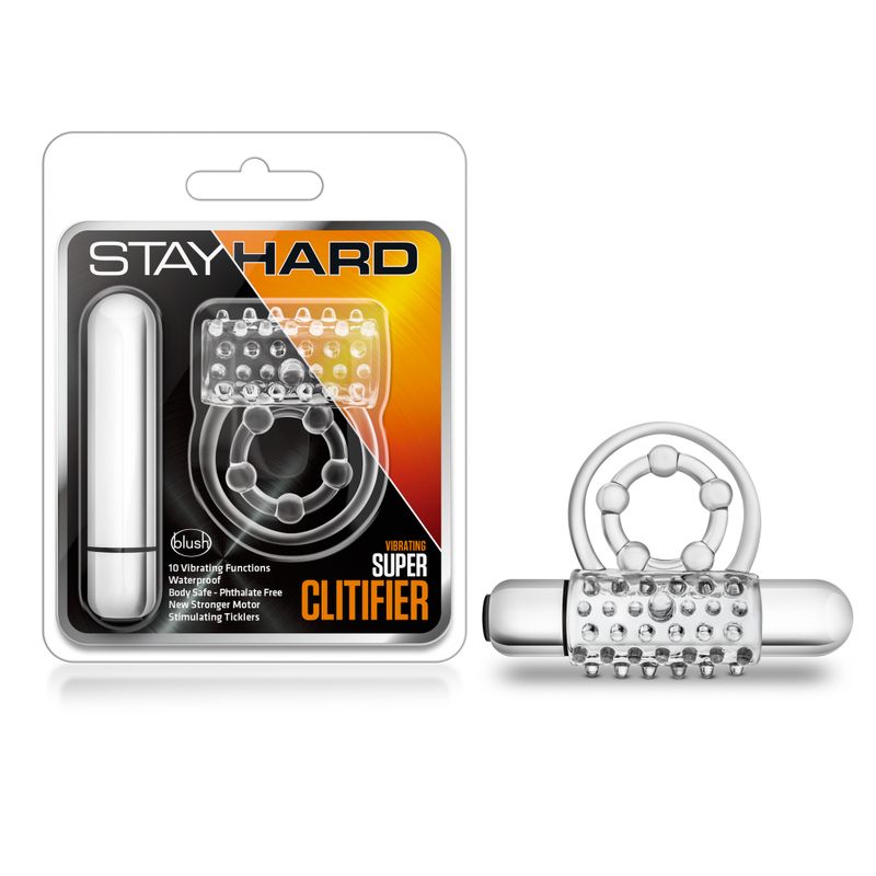 Stay Hard Vibrating Super Clitifier Cock Ring Clear Stay Hard