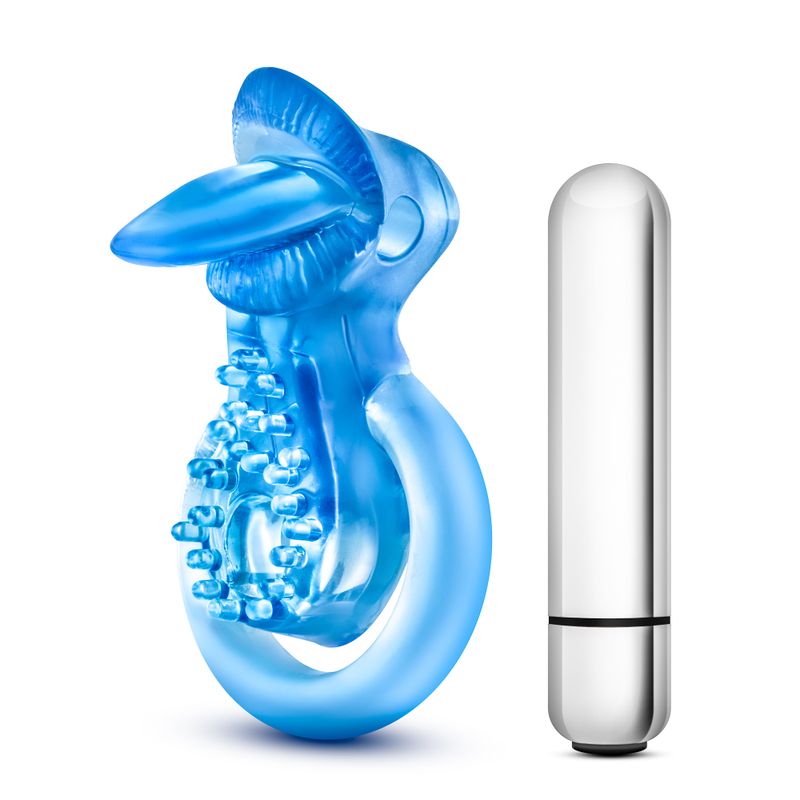Stay Hard 10 Function Vibrating Tongue Ring Blue Stay Hard