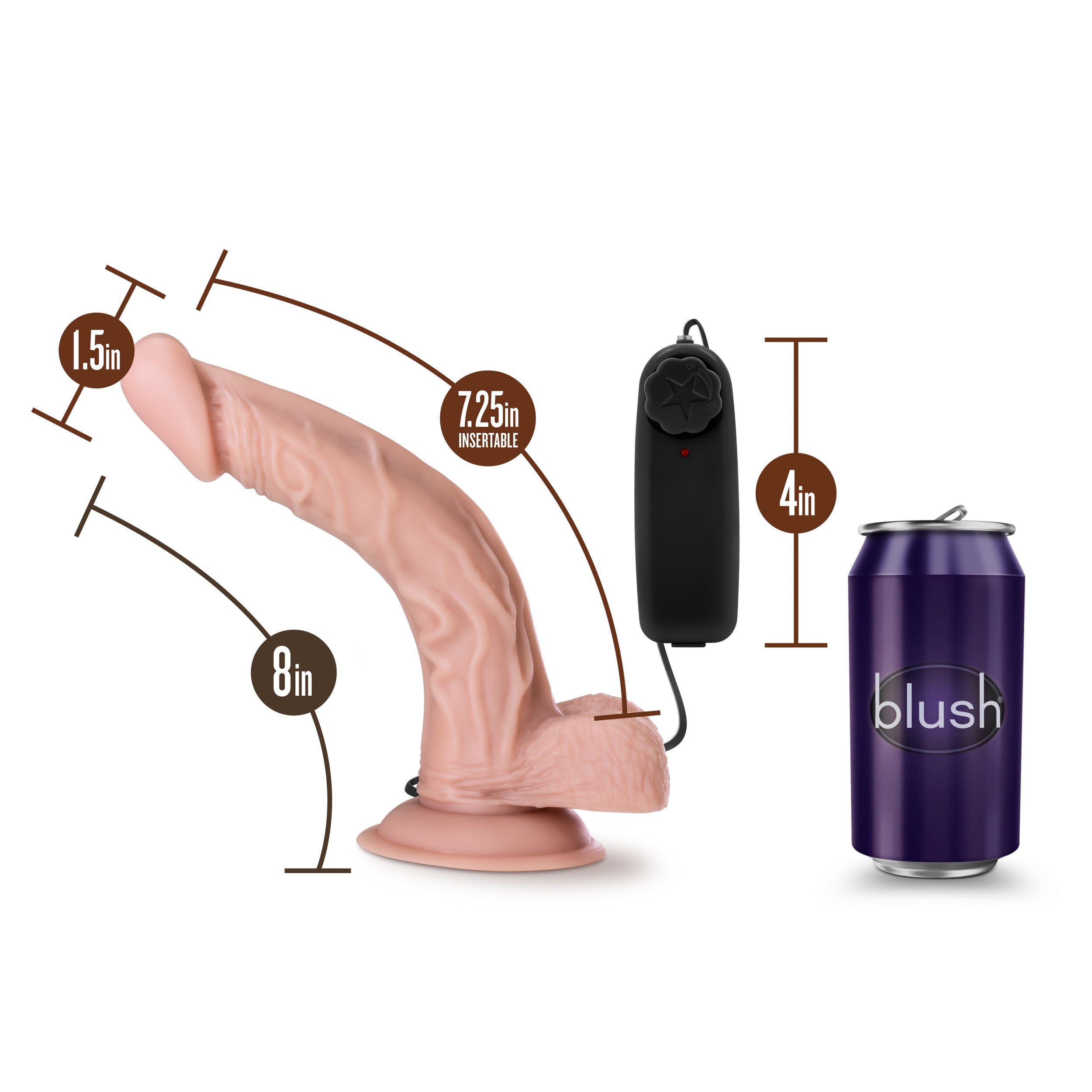 Blush Novelties Dr Skin Dr Sean Vibrating Cock With Suction Cup 8 Inch Vanilla Blush Novelties