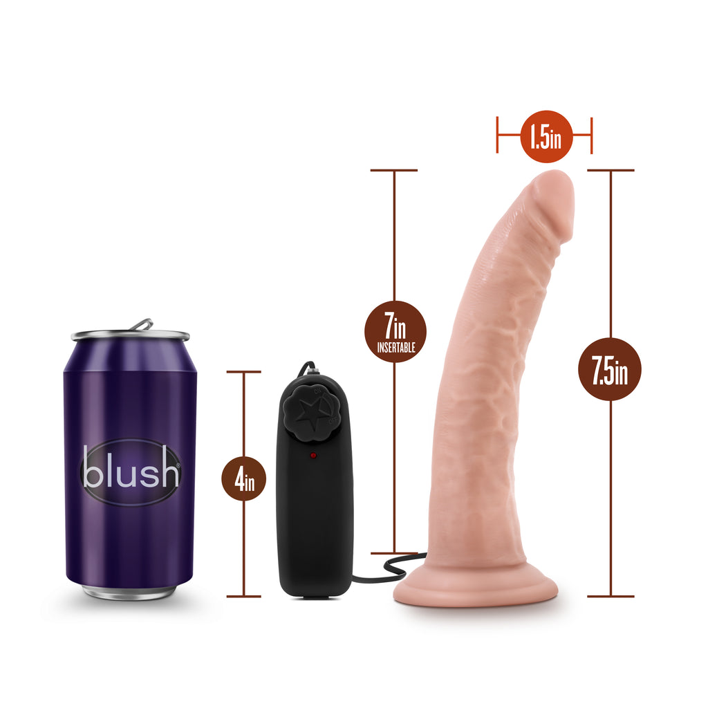 Blush Novelties Dr Skin Dr Dave Vibrating Cock With Suction Cup 7 Inch Vanilla Blush Novelties