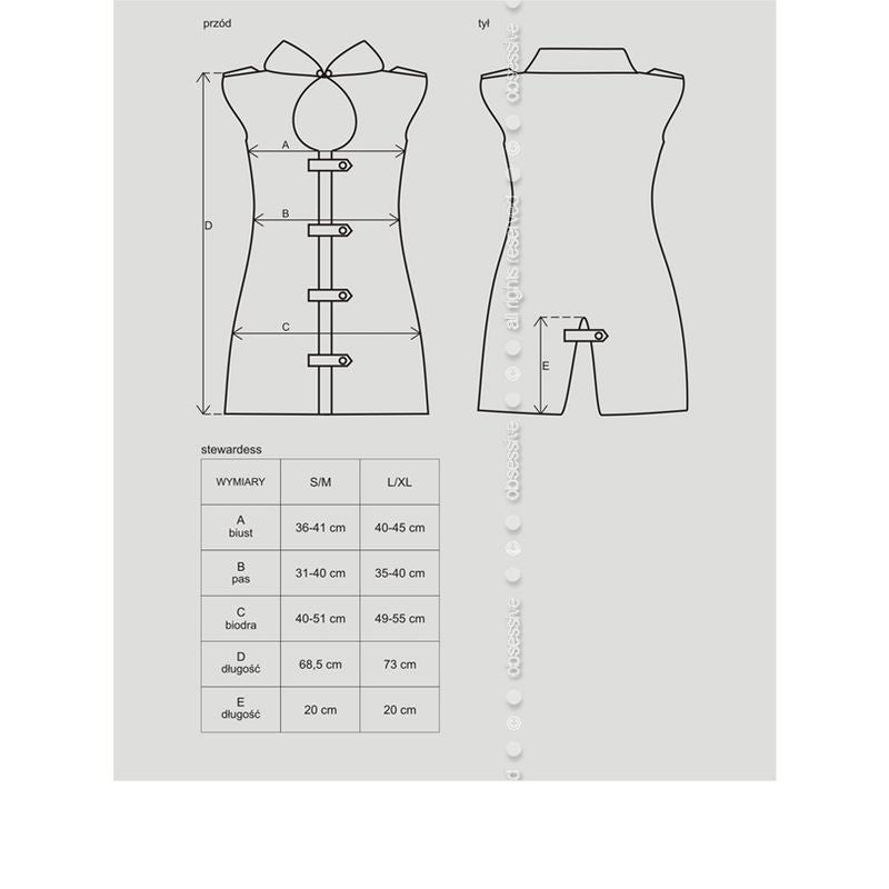 Obsessive Stewardess Costume Grey 3 Piece S / M Obsessive