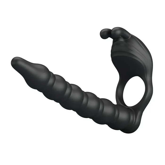 Party Up MARCUS Ring & Anal Plug USB Rechargeable Vibrating Cock Ring With Double Penetrator Black Secondary image