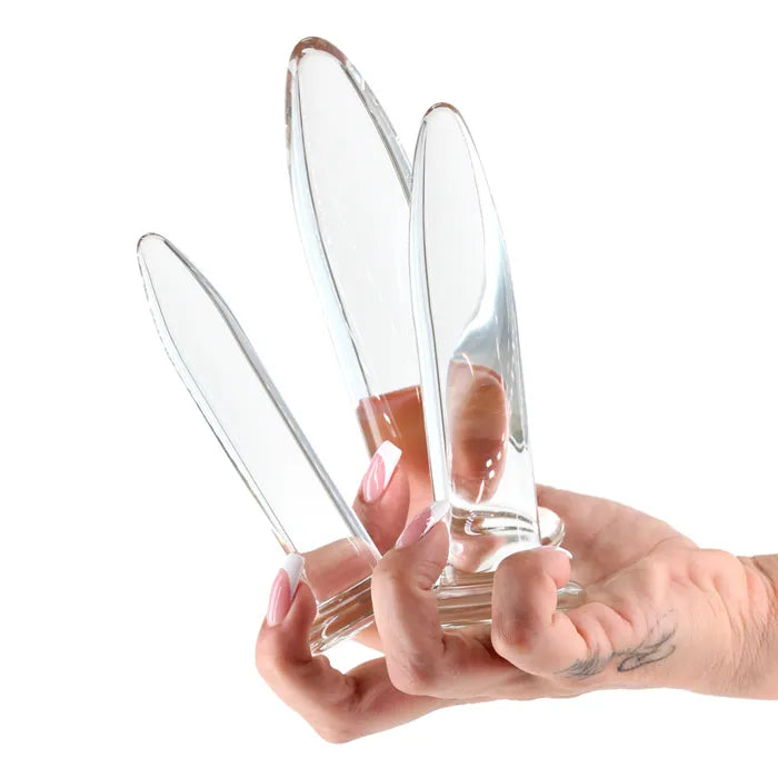 NS Novelties Crystal Trainer Kit Glass Anal Plugs Set of 3 Sizes Clear Secondary image