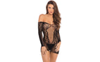 Rene Rofe Skin Tight Demure Long Sleeve Mini Dress Black Rene Rofe