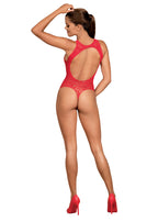 Obsessive Open Back B120 Sexy Knitted Womens Teddy OS Red Obsessive
