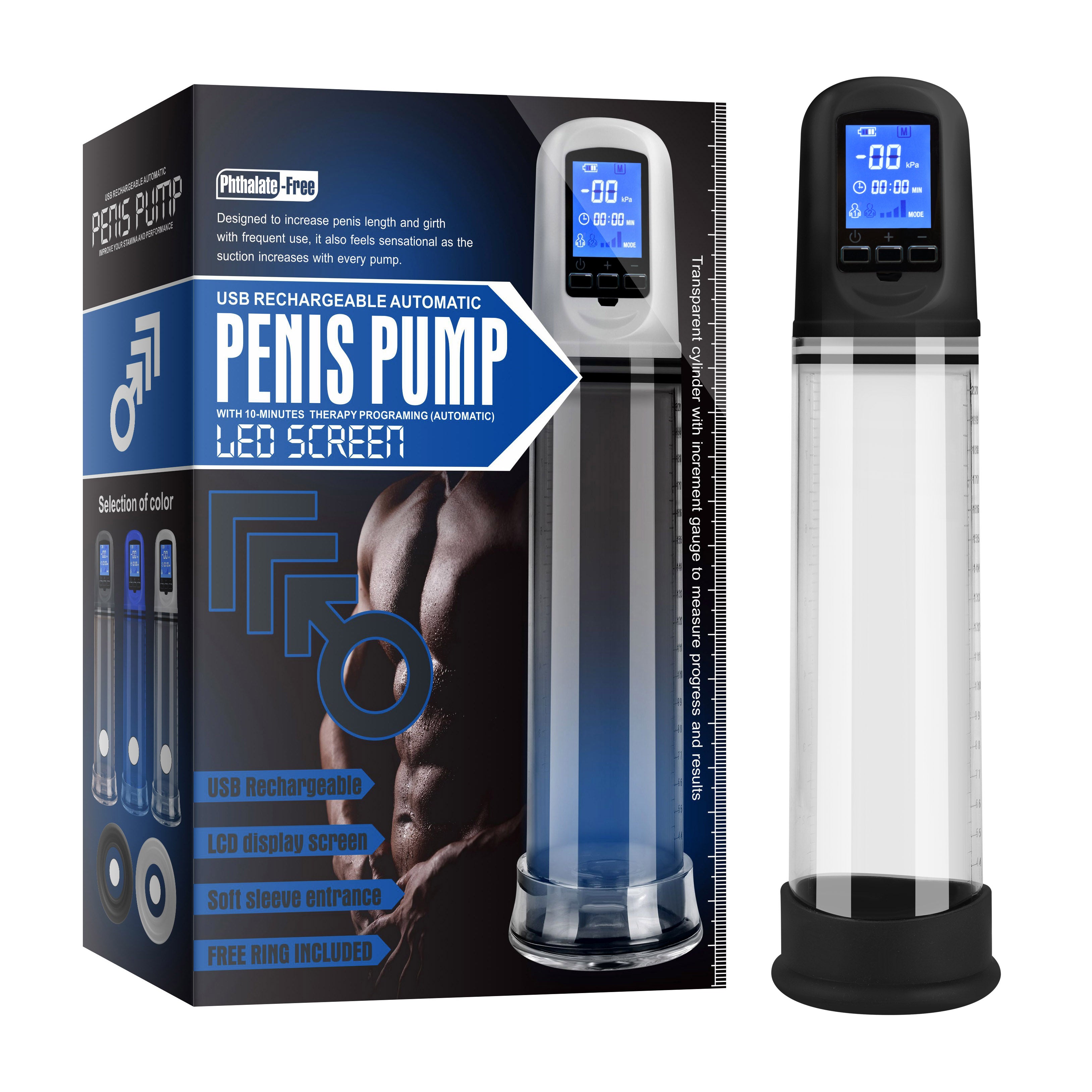 Daytona  Luxury USB LCD Auto Penis Pump Clear Secondary image