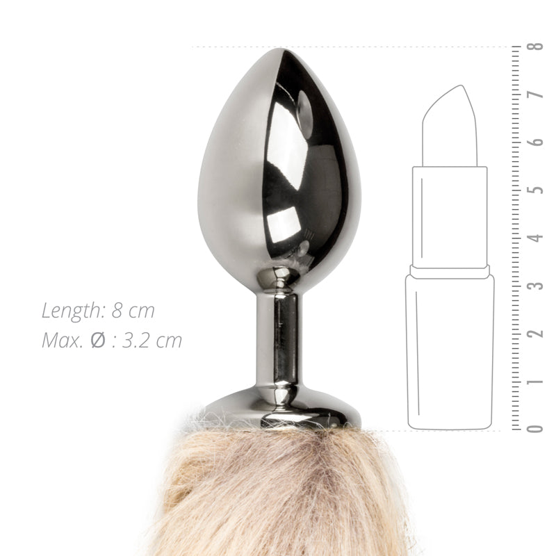 XR Brands Fetish Collection Fox Tail No 2 Silver Butt Plug