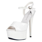 Lapdance White Platform Sandal With Quick Release Strap 6 inch Heel
