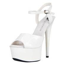 Lapdance White Platform Sandal With Quick Release Strap 6 inch Heel