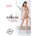 Passion Lingerie Ribbed Mesh Quality Bodystocking BS068 One Size White Passion Lingerie