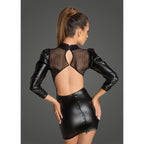 Noir Handmade Power Wetlook Tulle Dress With Bouffant Sleeves Noir Handmade