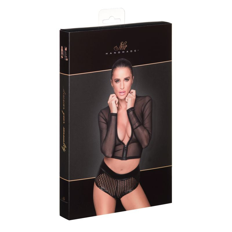 Noie Handmade Womens Sheer Zipped Tulle Top Noir Handmade