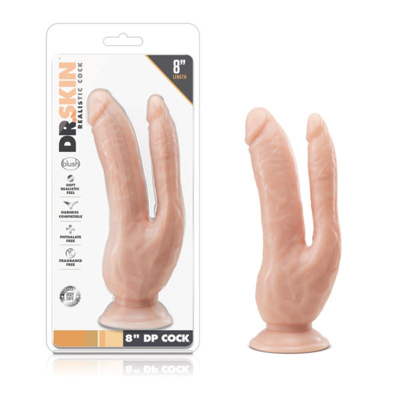 Blush Novelties Dr Skin Double Penetration Realistic Cock 8 Inch Blush Novelties