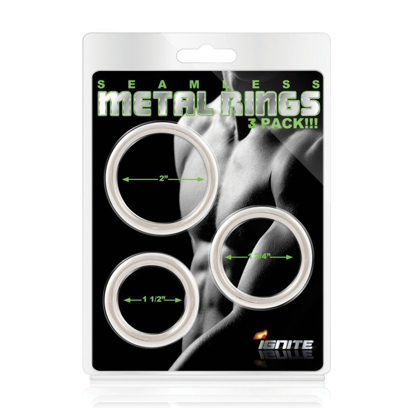 Si Novelties Seamless Metal Cock Ring 3 Piece Set Si Novelties