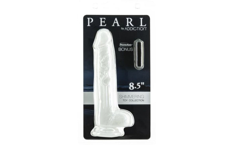 BMS Factory Addiction Pearl Suction Cup Realistic Dildo 8.5 Inch Pearl White BMS Factory