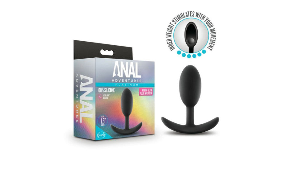 Blush Novelties Anal Adventures Platinum Silicone Vibra Slim Plug Medium