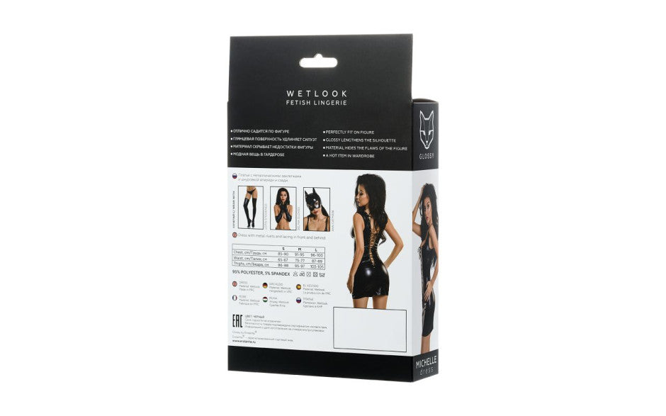 Glossy Wetlook Dress With Studs Michelle XL Glossy