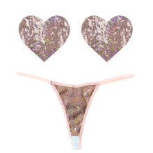 Neva Nude Bubbly Feels Nude Sequin Pantie & Heart Shapes Pastie Set Neva Nude Main image