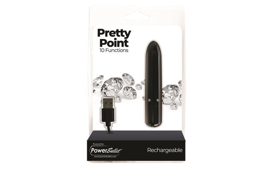 PowerBullet Pretty Point Power Bullet Vibrator 4 Inch Black PowerBullet