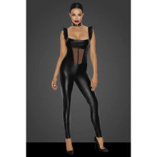 Noir Handmade Power Wetlook Overall Women Dress With Tulle Panel Black Noir Handmade Main image