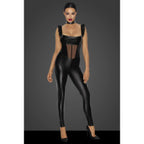Noir Handmade Power Wetlook Overall Women Dress With Tulle Panel Black Noir Handmade