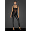 Noir Handmade Power Wetlook Overall Women Dress With Tulle Panel Black Noir Handmade