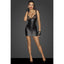 Noir Handmade Power Wetlook Mini Dress With Lace Chest and Two Way Zipper Black Noir Handmade